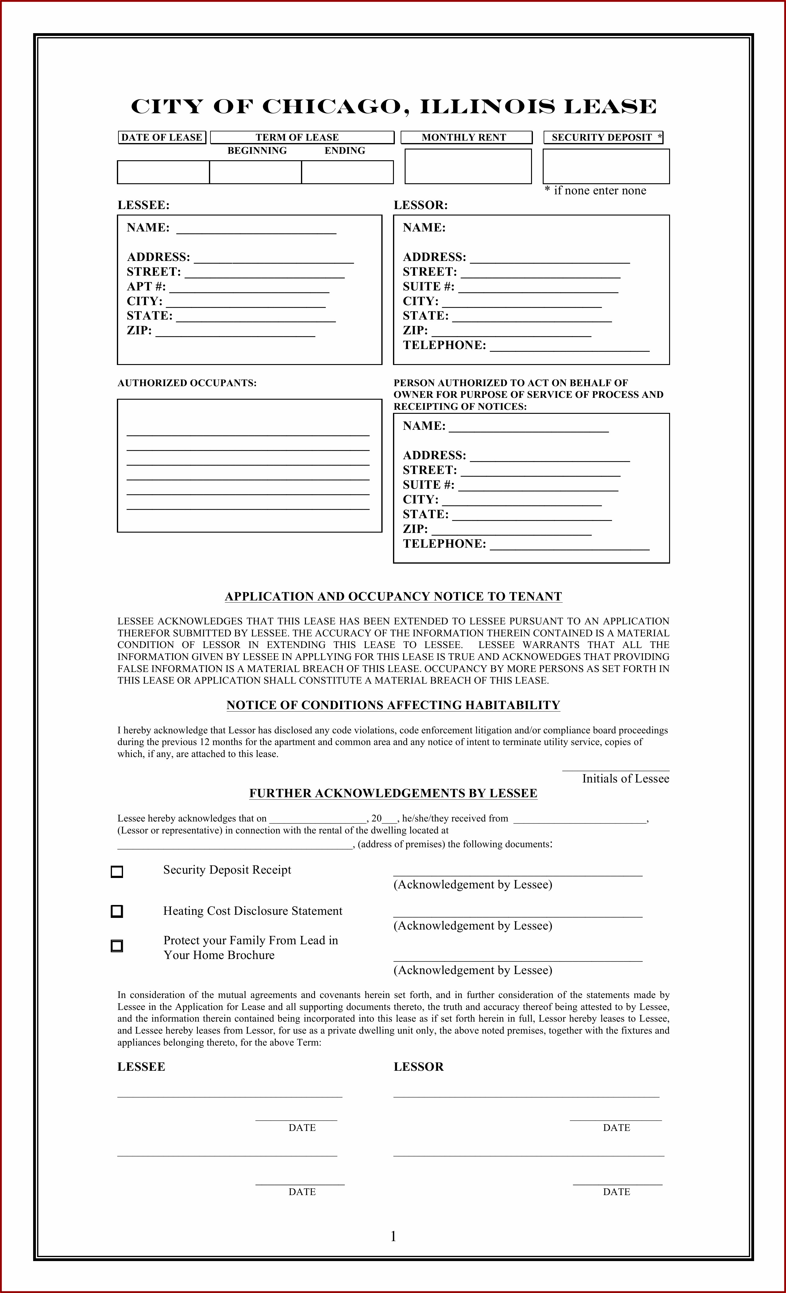 Free Illinois Residential Lease Agreement Template