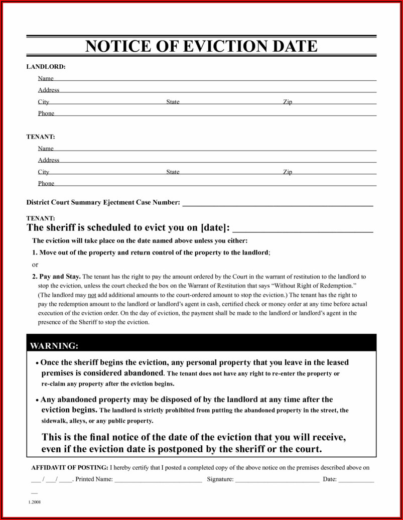 Free Printable 3 Day Eviction Notice Template