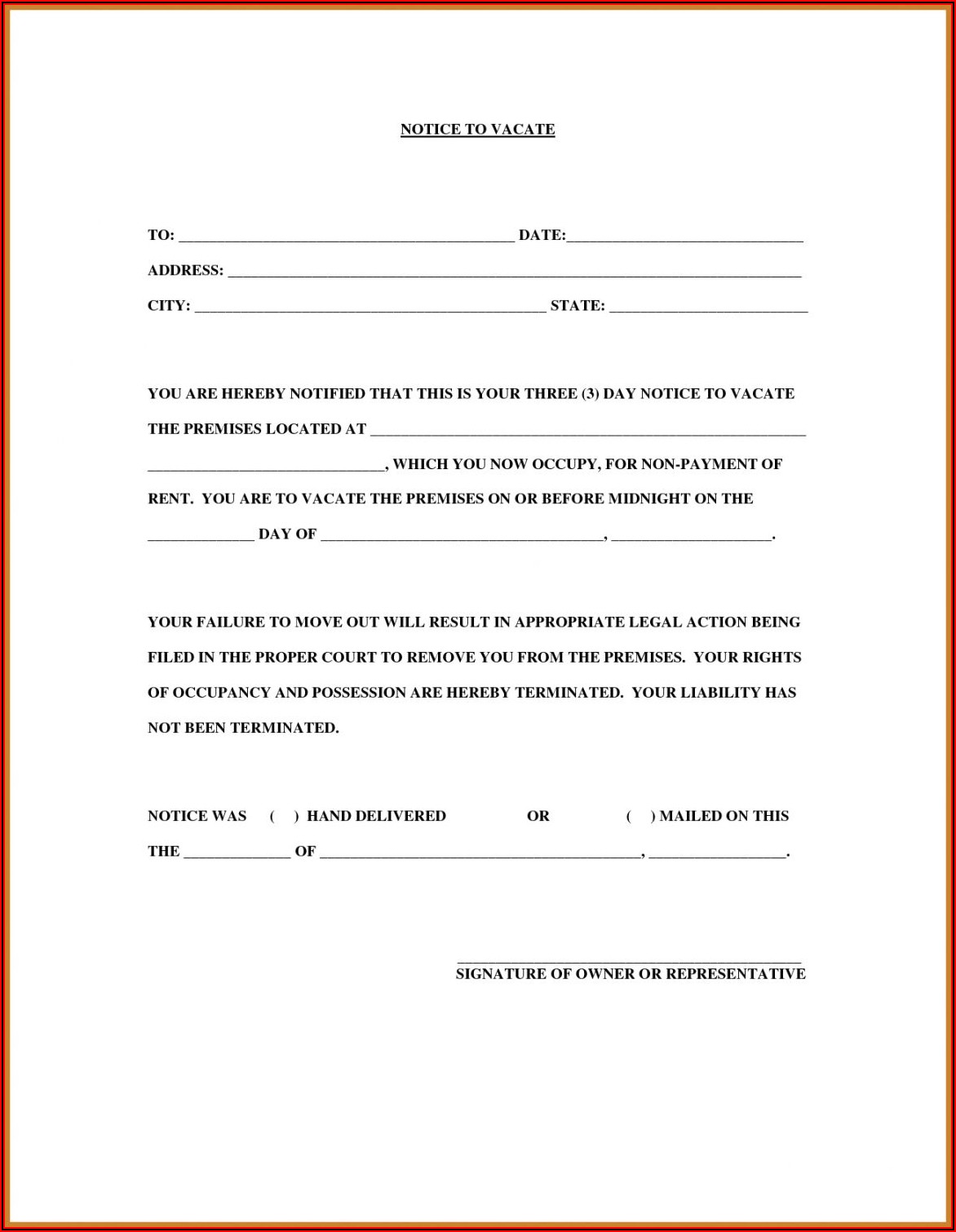 Free Printable Eviction Notice Template Texas