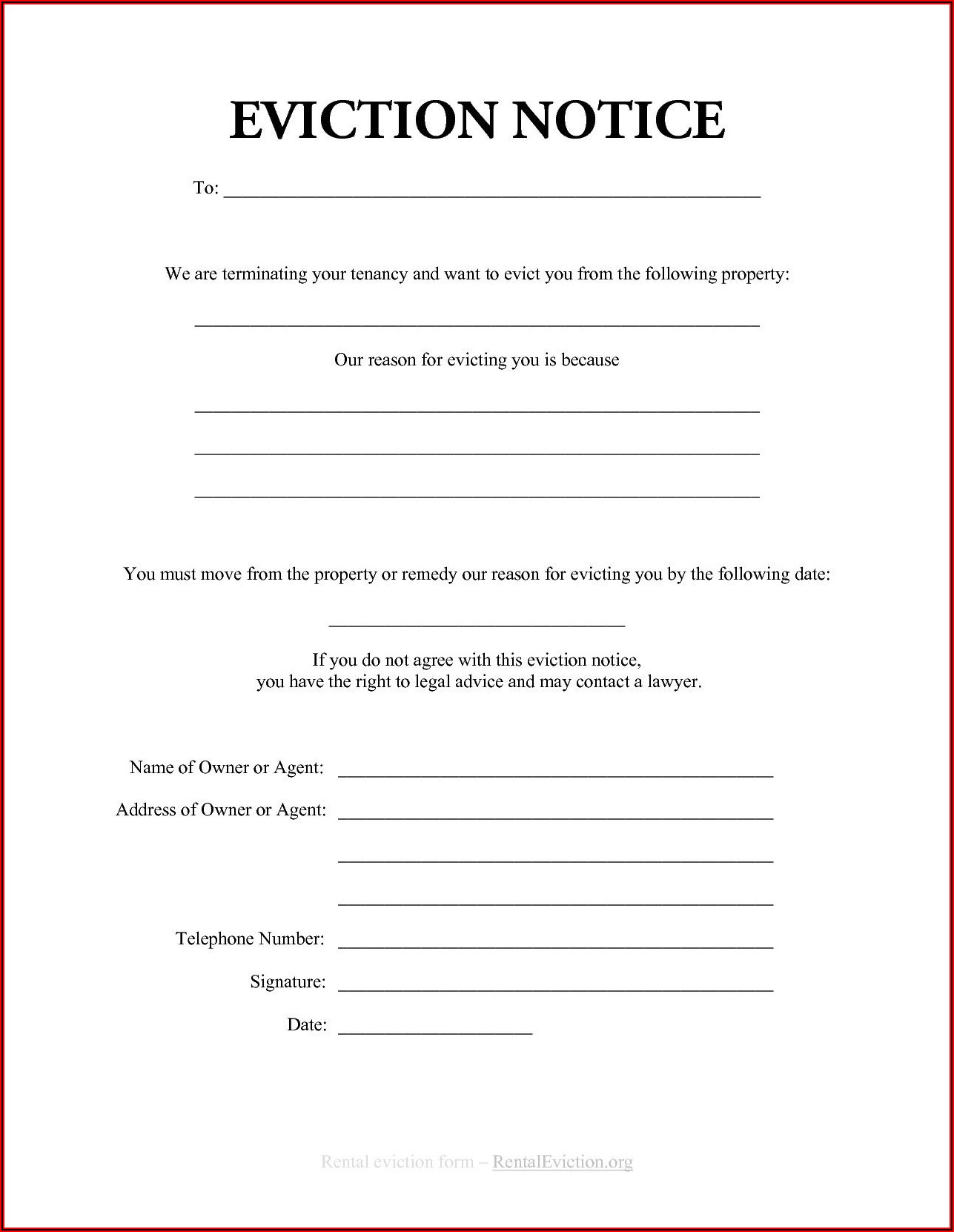 Free Printable Eviction Notice Template