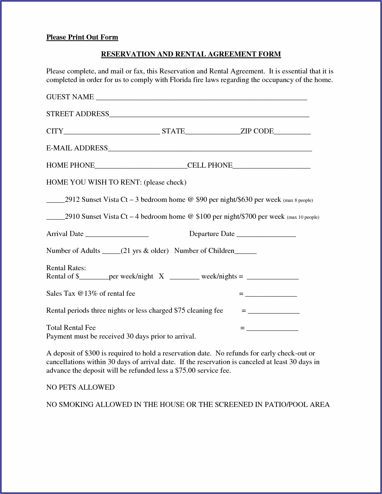 Free Printable Rental Lease Agreement Template