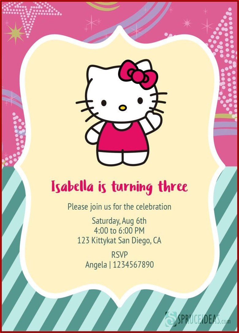 Hello Kitty Invitation Card Template