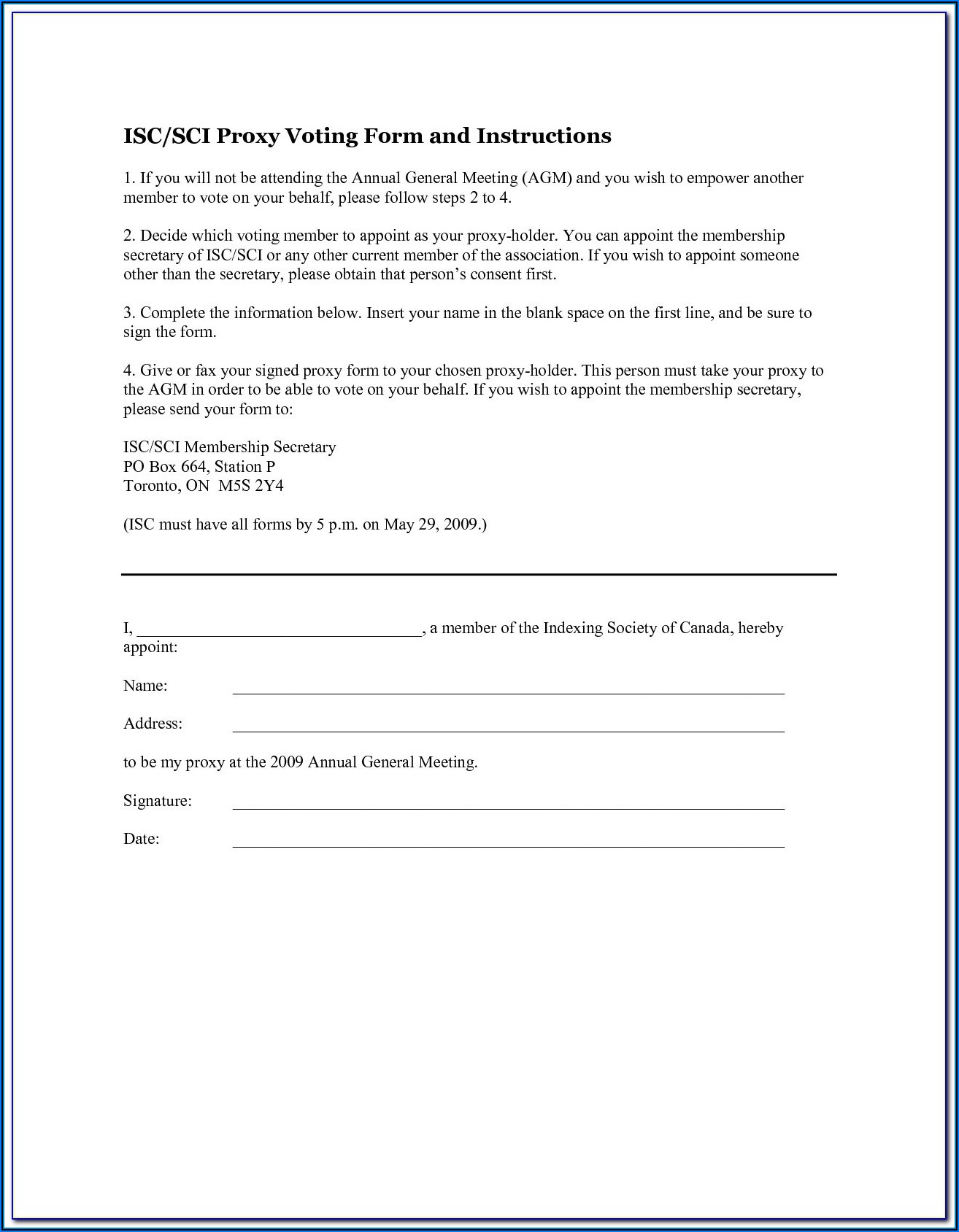 Homeowners Association Proxy Form
