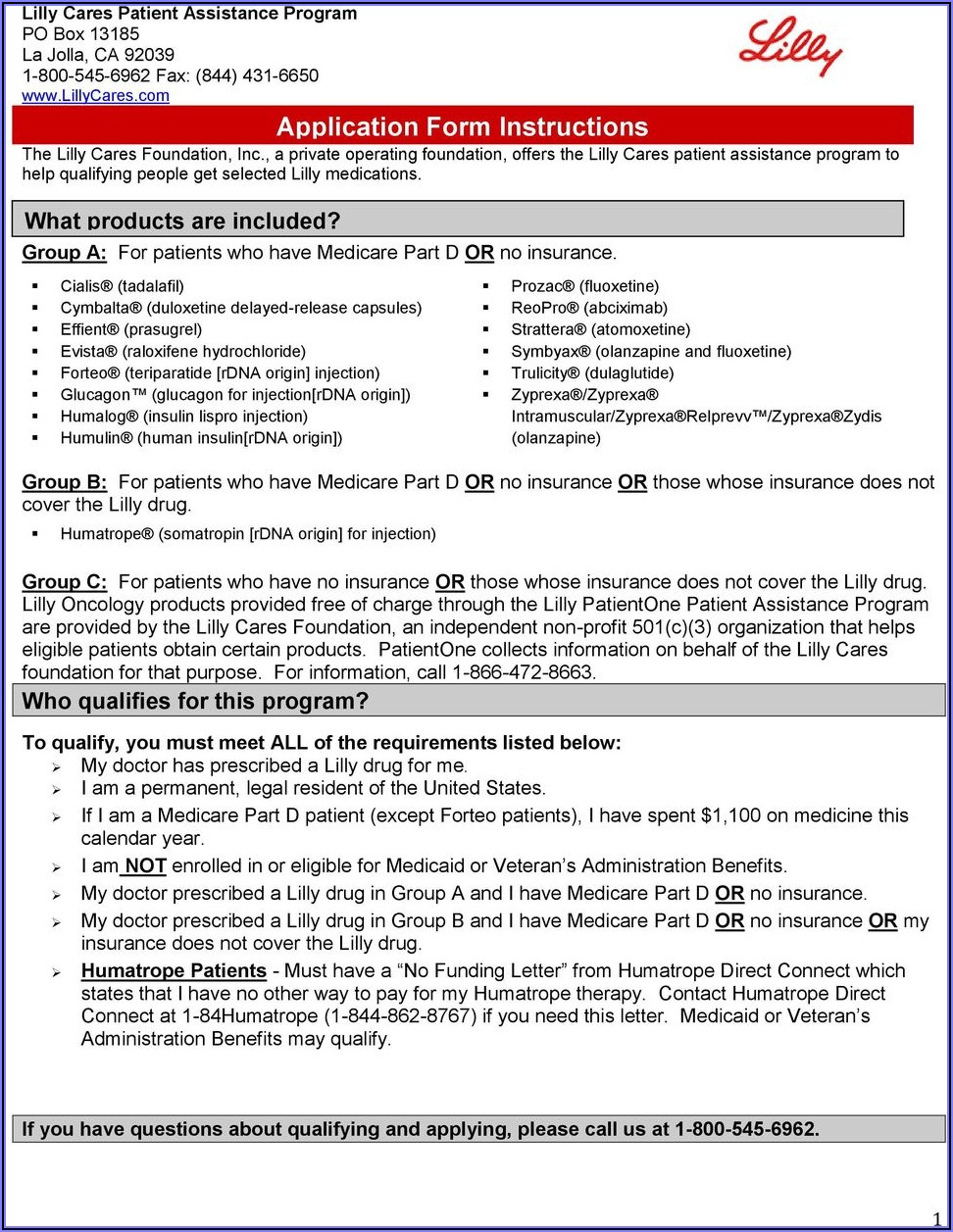 Humalog Patient Assistance Application Form