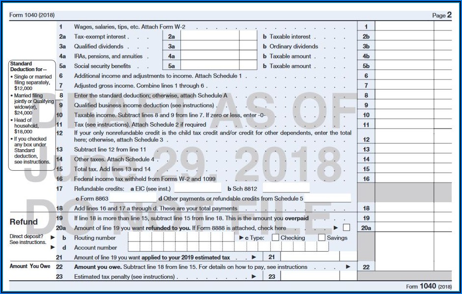 Instructions For 2018 Form 1040ez