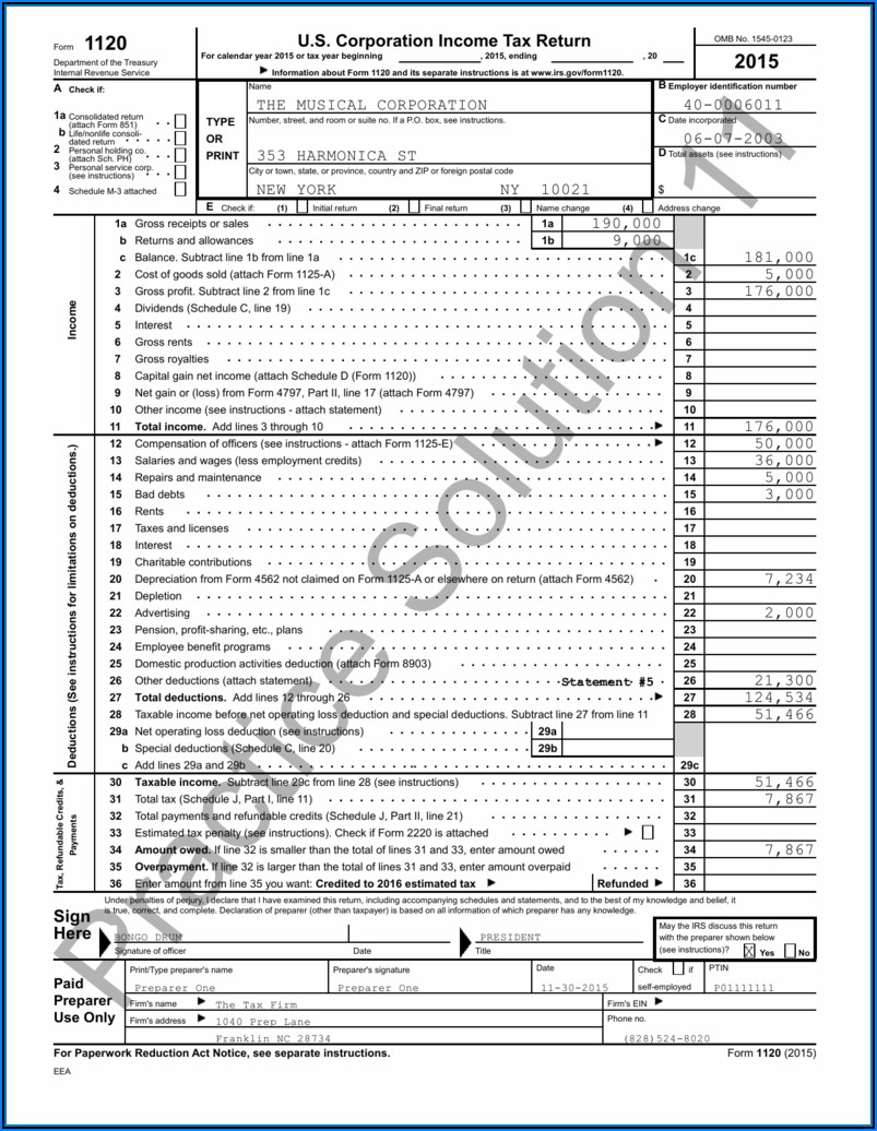 Irs Form 1120s Instructions 2015