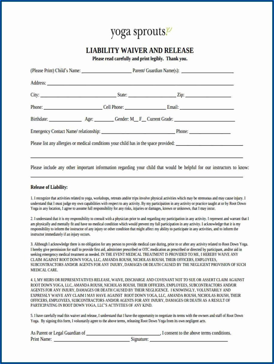 Liability Forms Free