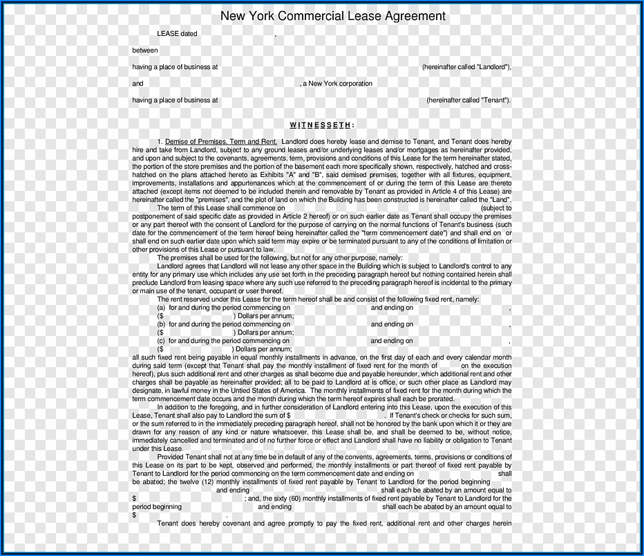 New York Rental Lease Agreement Form