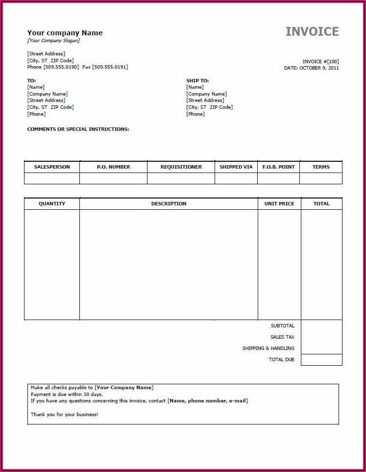 Open Office Excel Invoice Template
