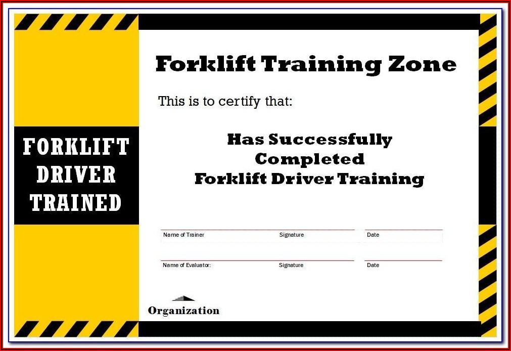 Osha Forklift License Template