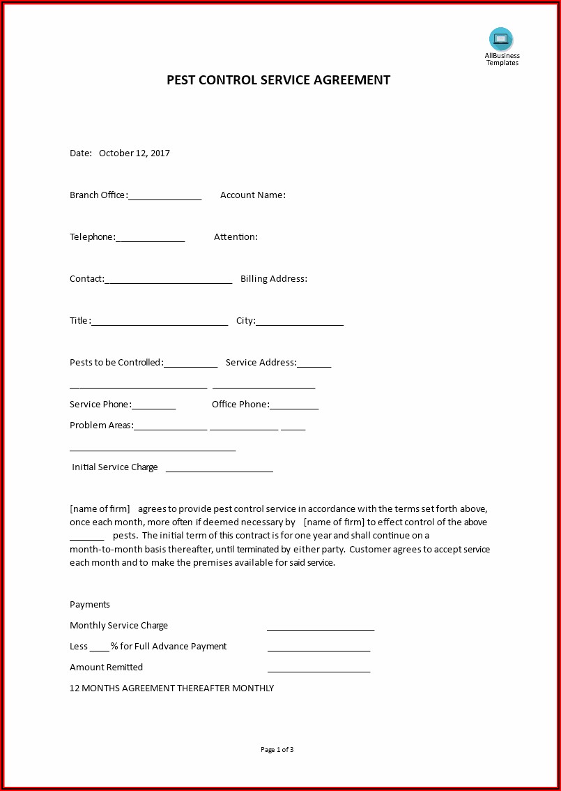 Pest Control Service Contract Forms