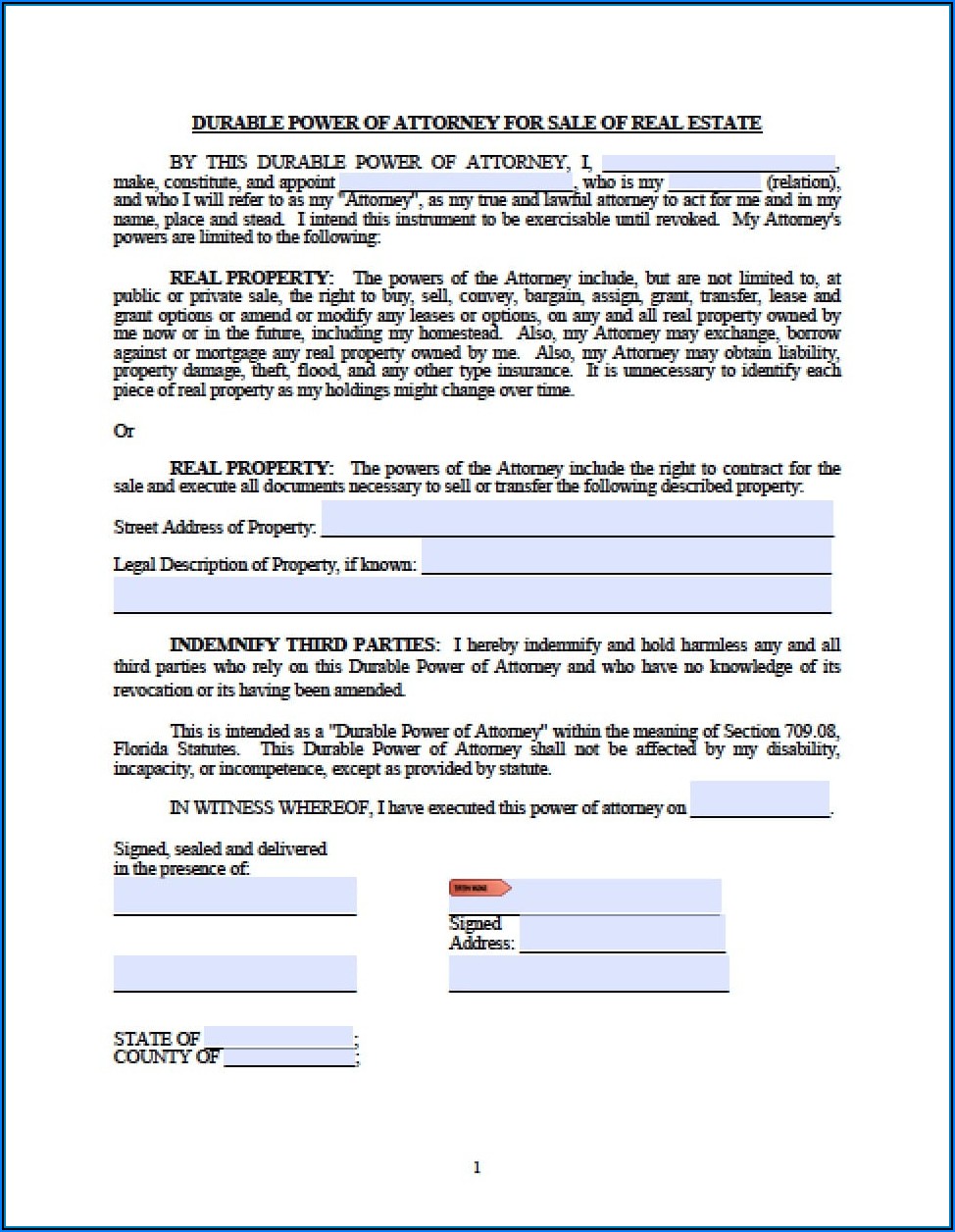 Power Of Attorney Form Florida Child