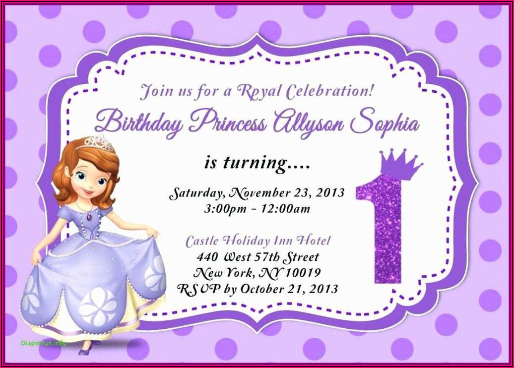 Princess Sofia Birthday Card Template