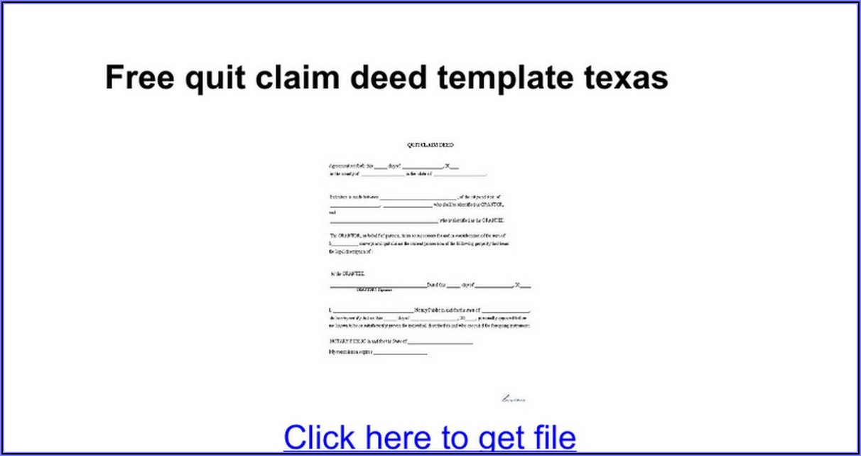 Quit Claim Deed Form Texas Free