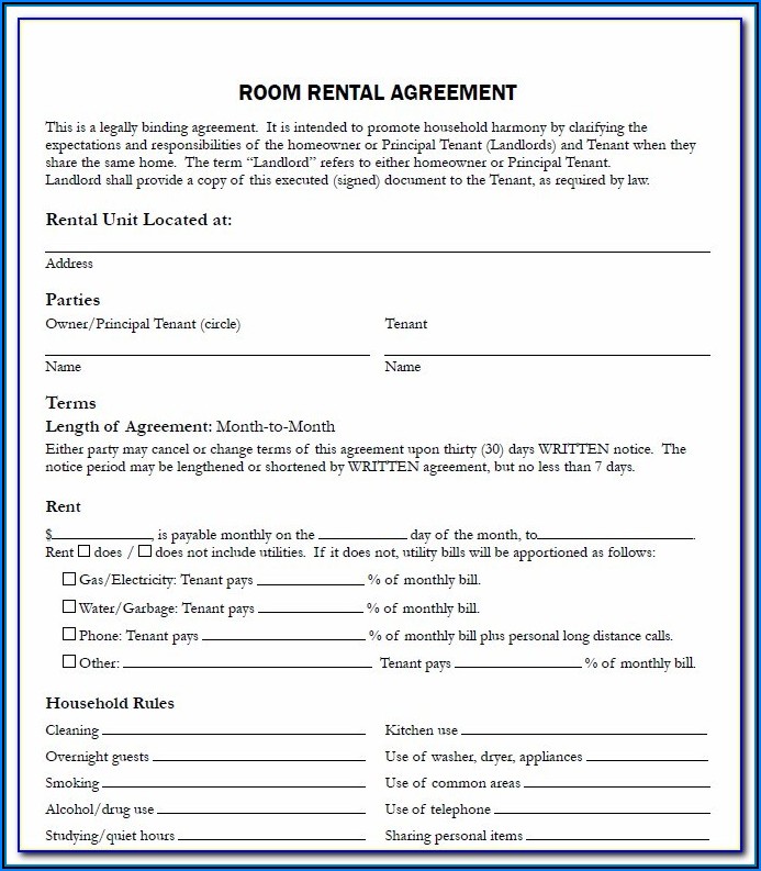 Room For Rent Agreement Form