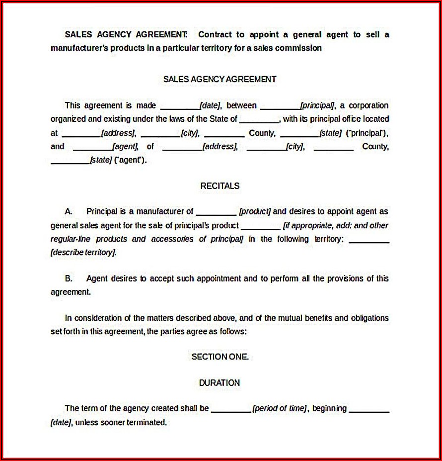 Sales Agents Contracts Template