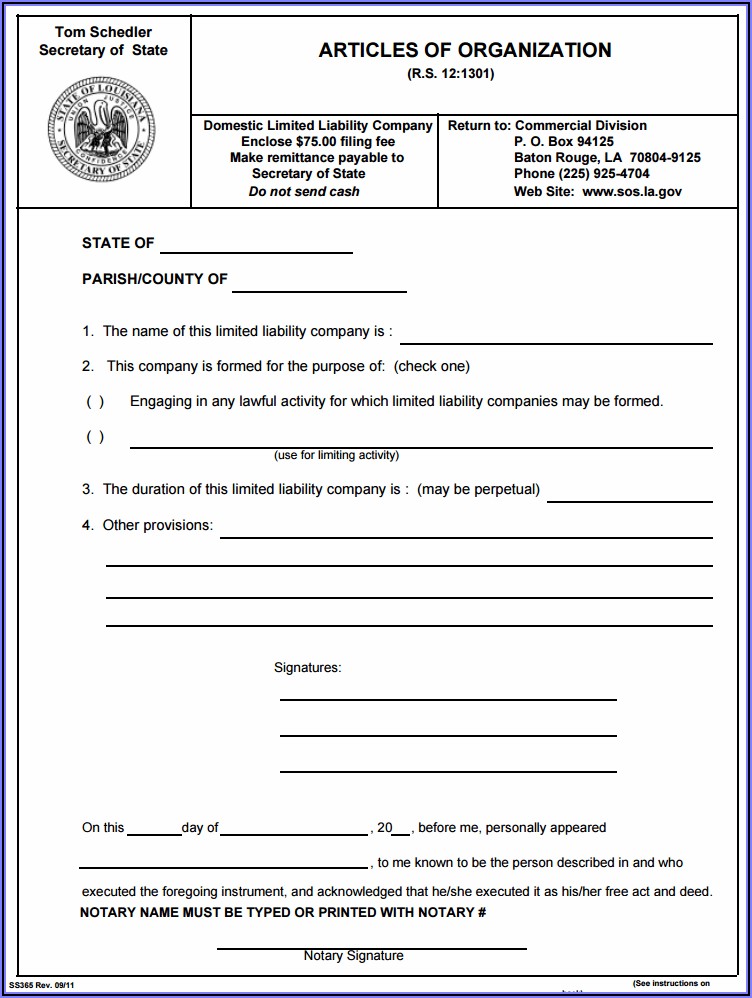 State Of Louisiana Llc Forms
