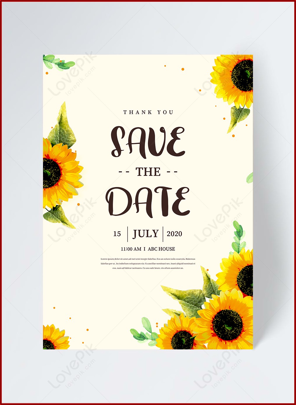 Sunflower Wedding Invitation Template Free