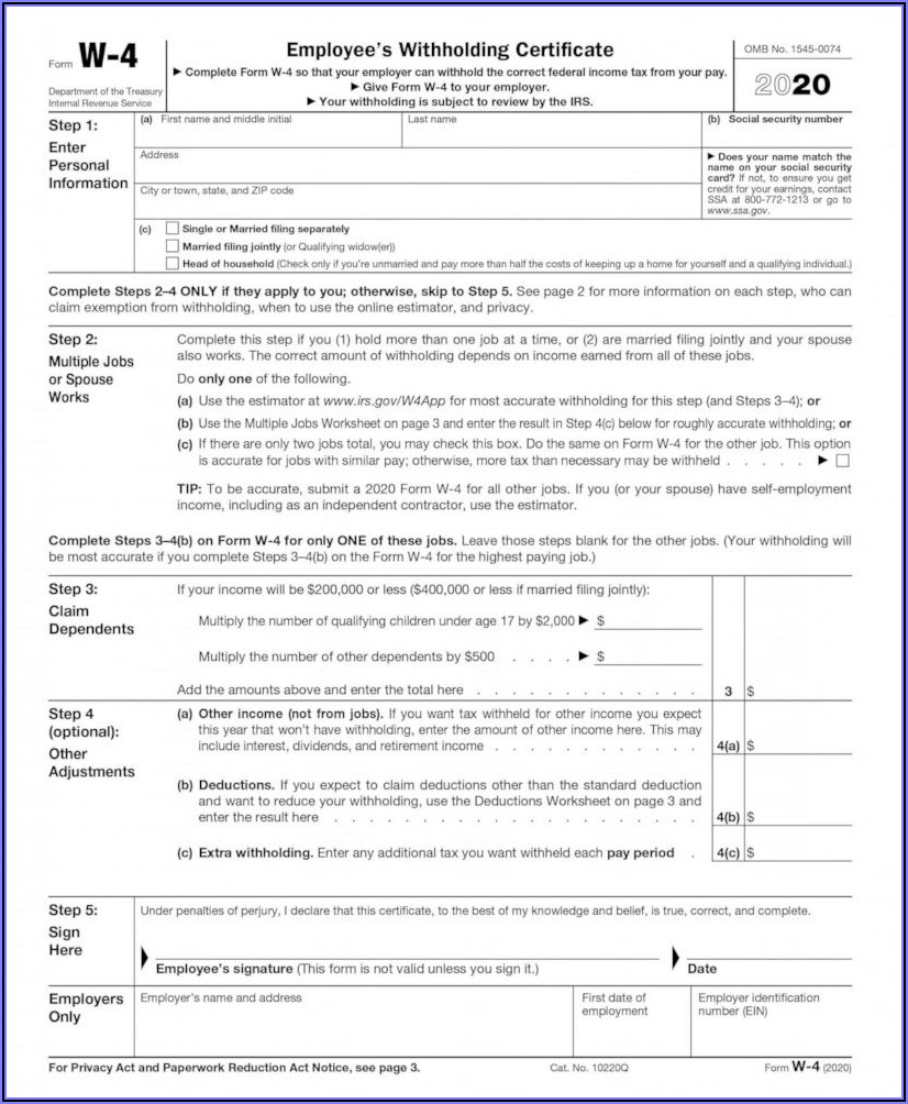 W2 Form 2020 For Employee To Fill Out