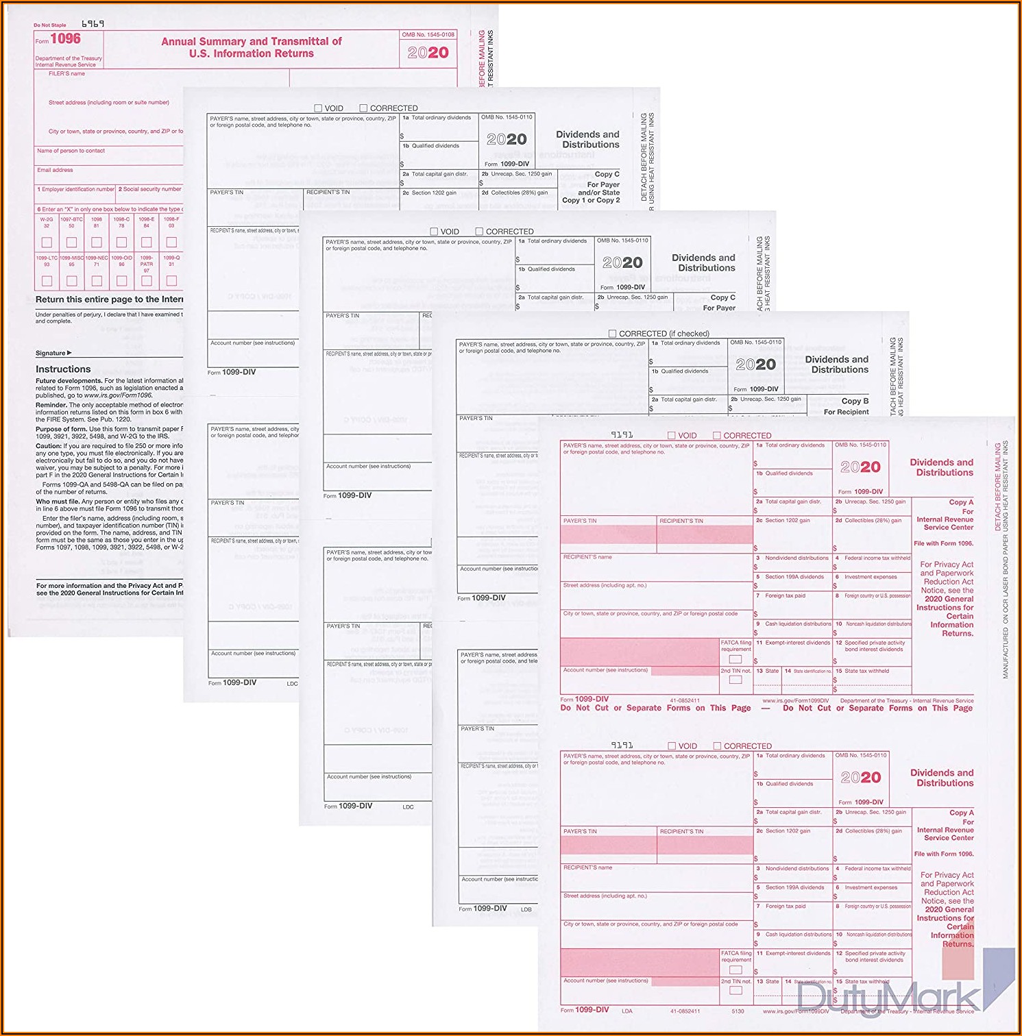 1099 And 1096 Tax Forms