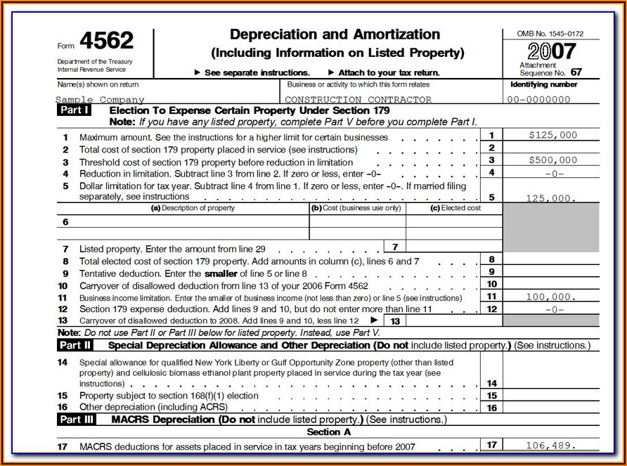 2014 Irs Tax Form 4562