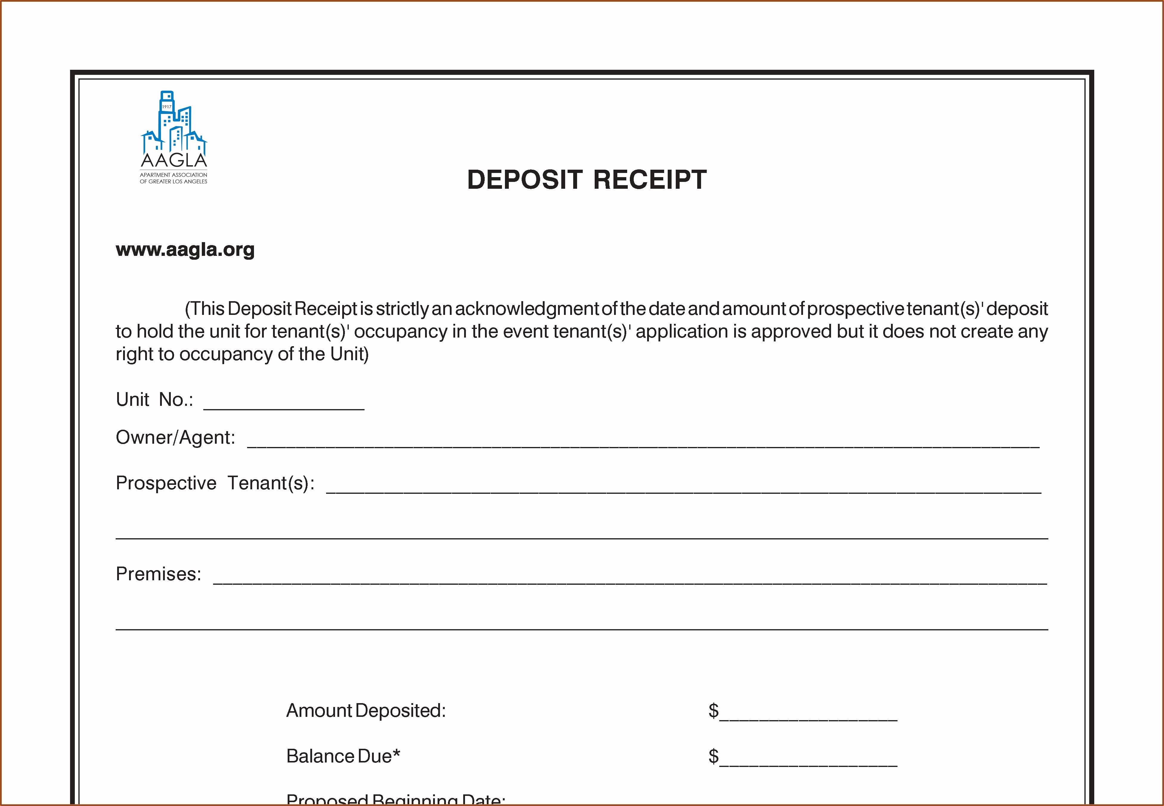 Aagla Application To Rent Form