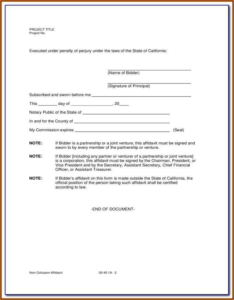 Affidavit Form California Free