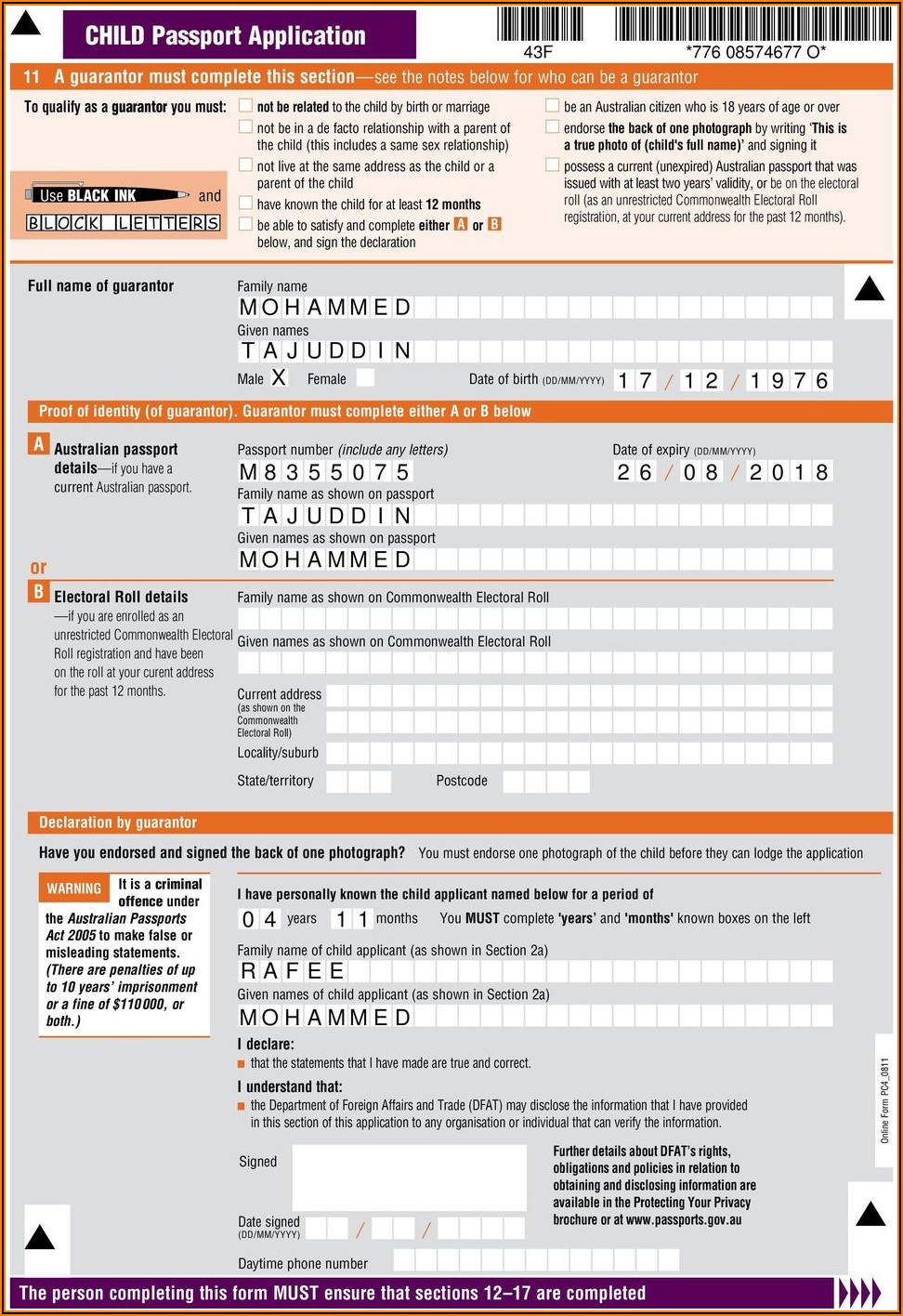 Application For Australian Passport Renewal Form