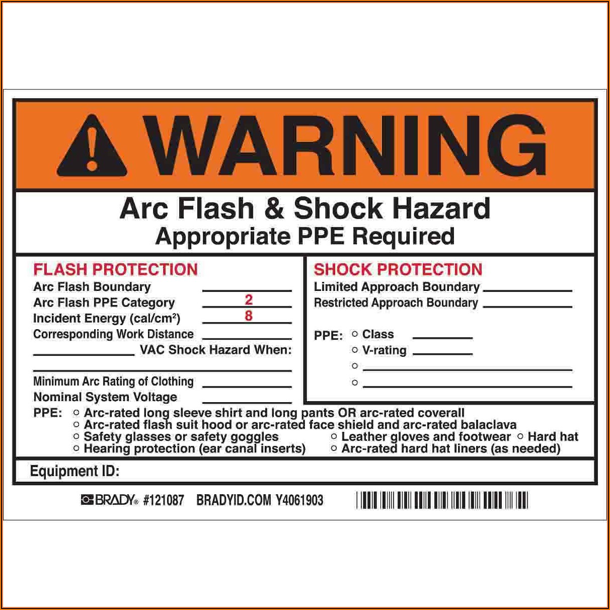 Arc Flash Label Template