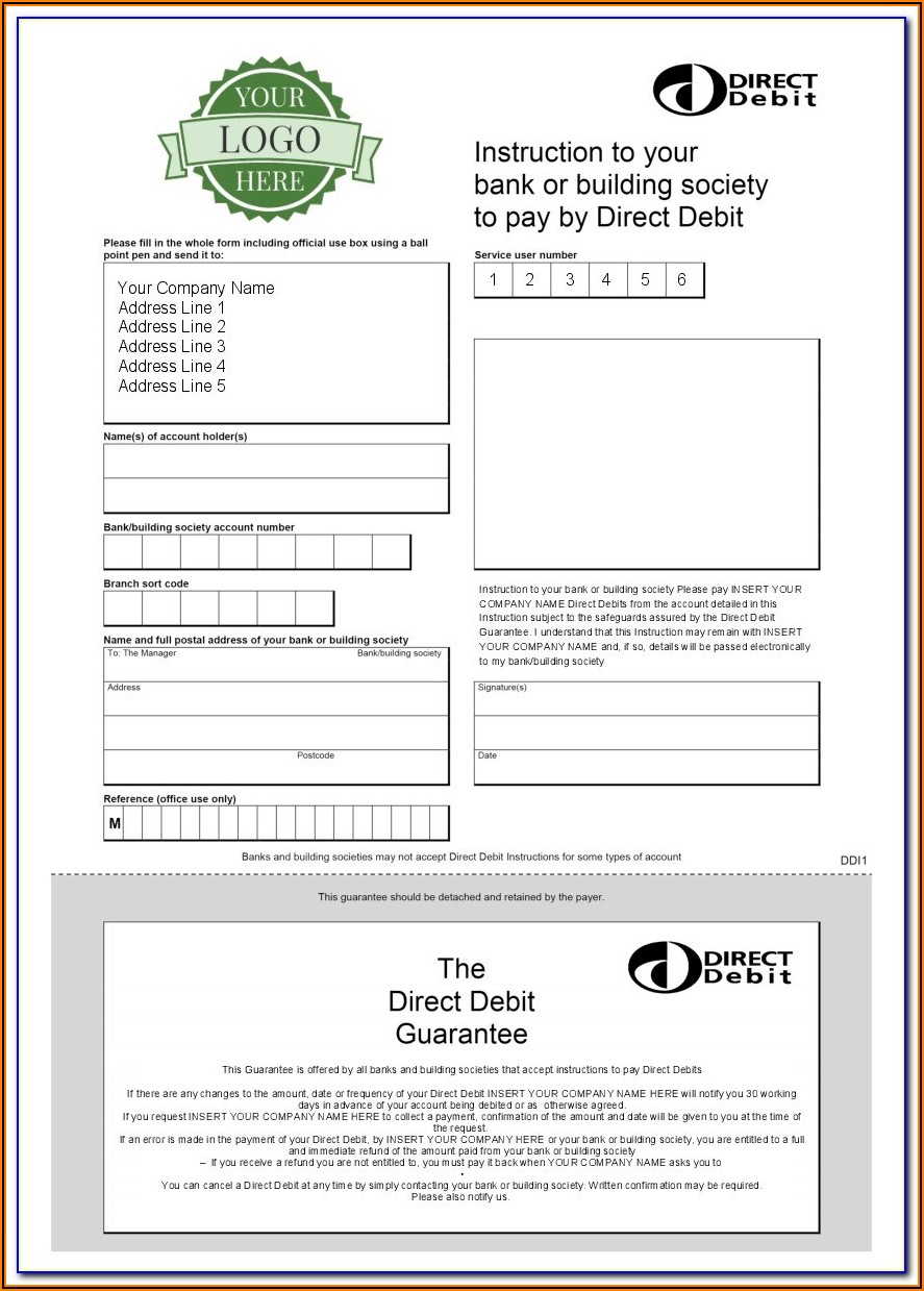 Blank Direct Debit Form Template