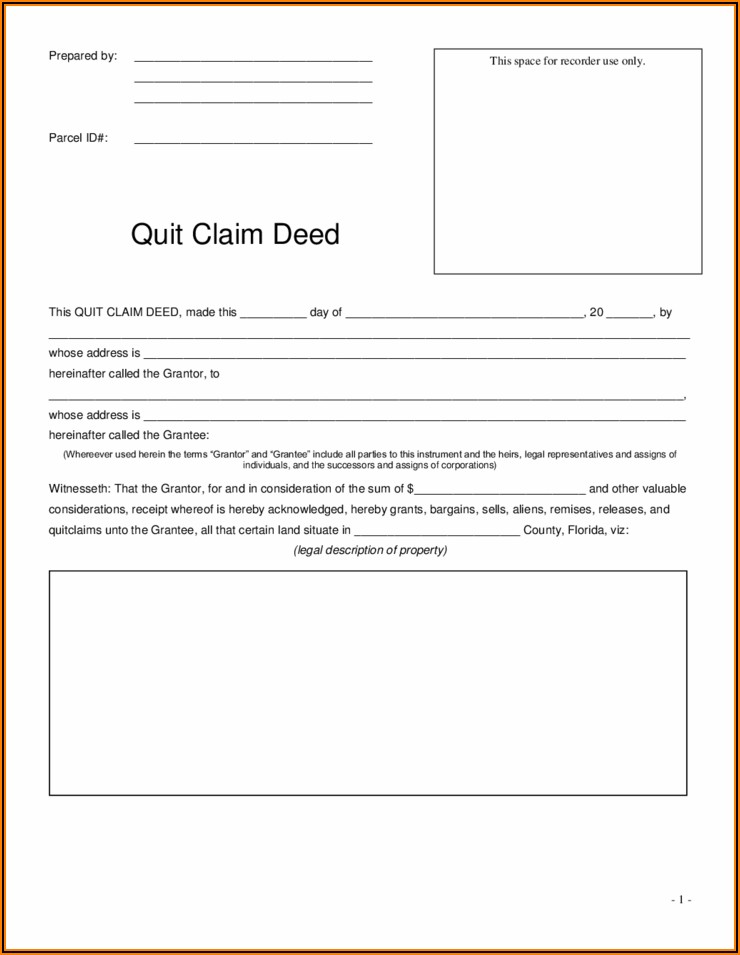 Blank Quit Claim Deed Forms