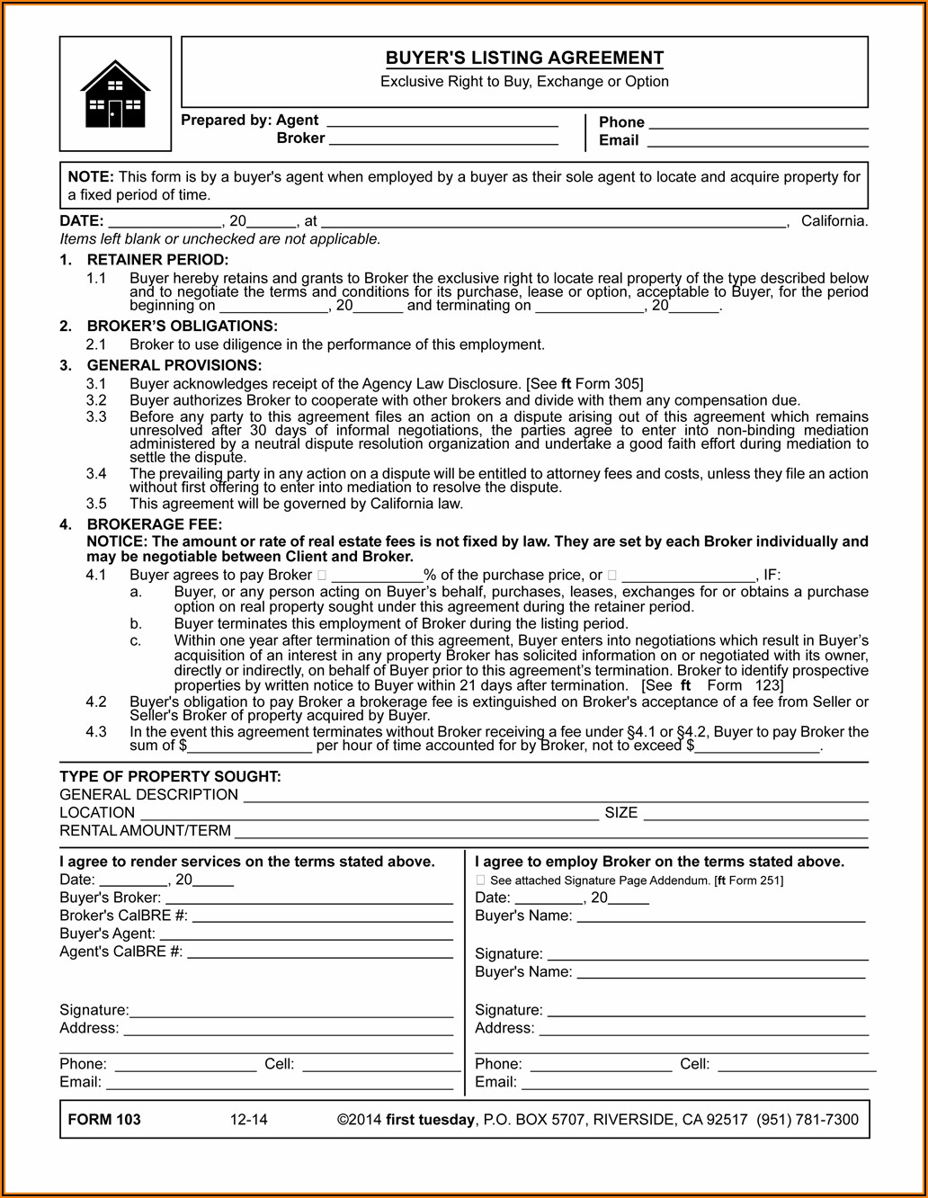 California Commercial Real Estate Listing Agreement Form