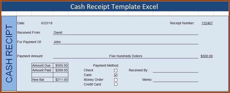 Cash Receipt Templates Excel
