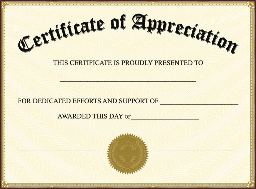 Christian Certificate Of Appreciation Sample