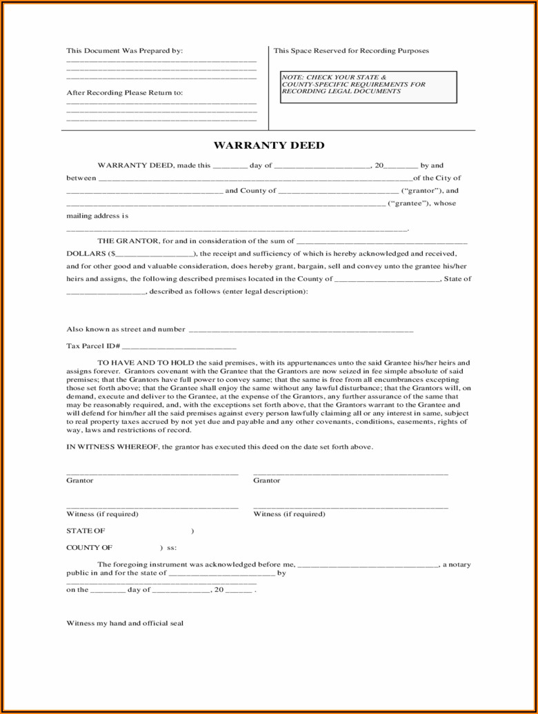 Colorado Statutory Form Special Warranty Deed