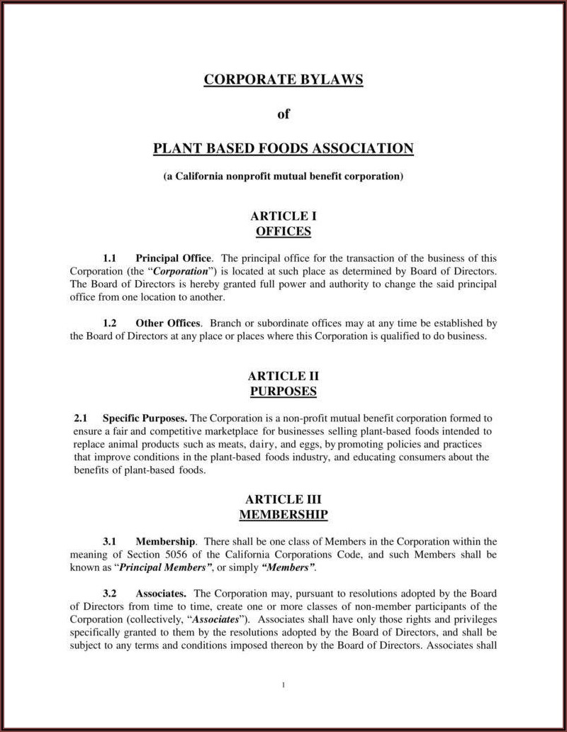Company Bylaws Template