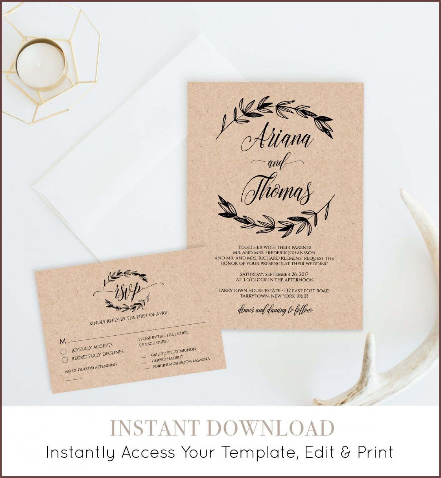 Editable Rustic Wedding Invitation Templates Free Download