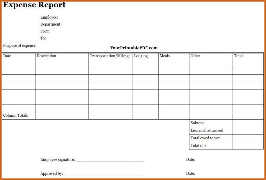 Expense Report Template Free Pdf