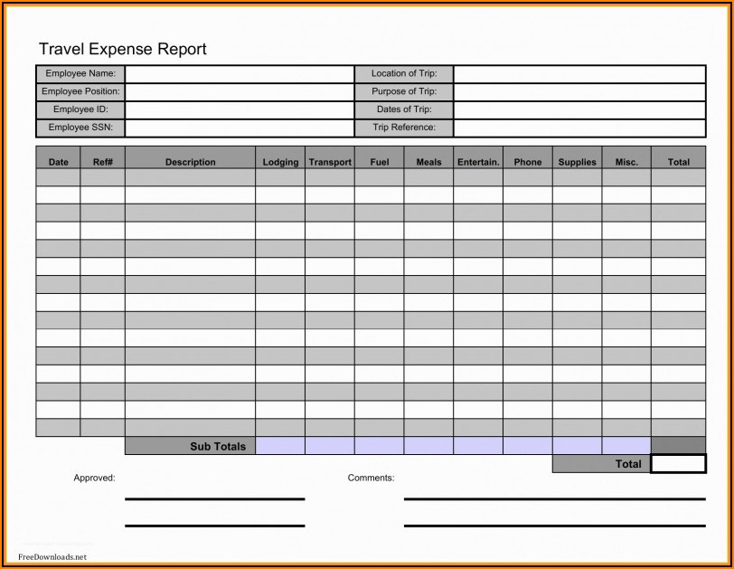 Expense Report Template Word Free Download