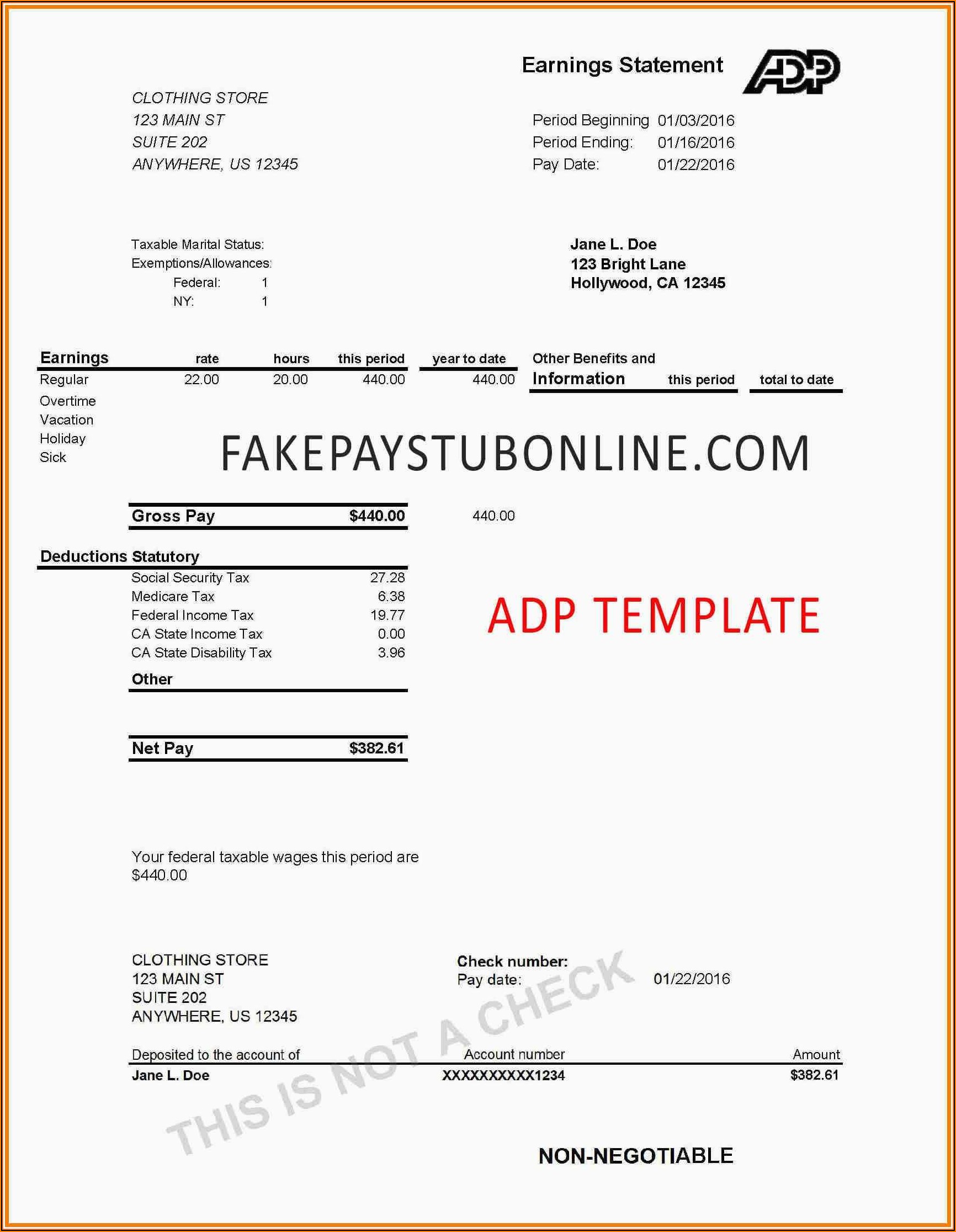 Fake Pay Stub Template Adp Template 2 Resume Examples Bw9jQv0j27