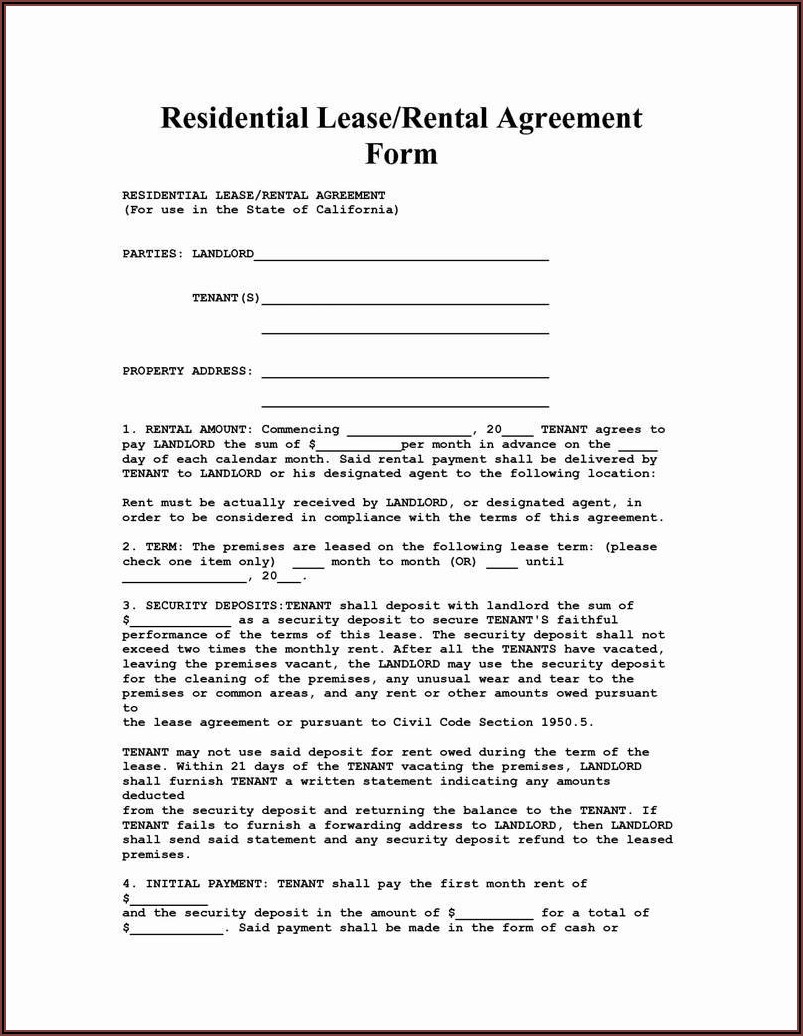 Florida Rental Lease Agreement Word Document