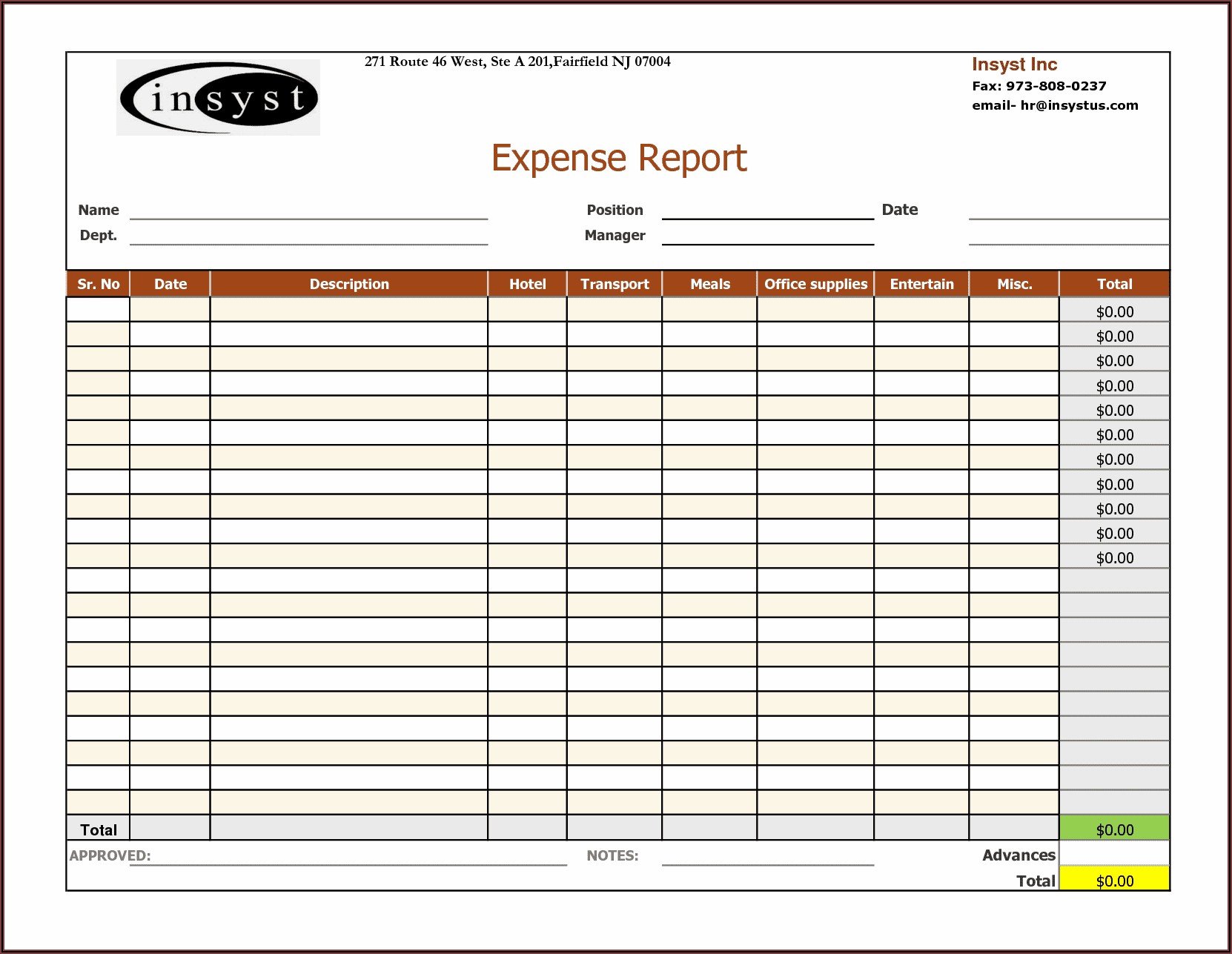 Free Business Expense Template