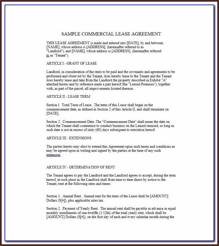 Free Business Lease Agreement Template