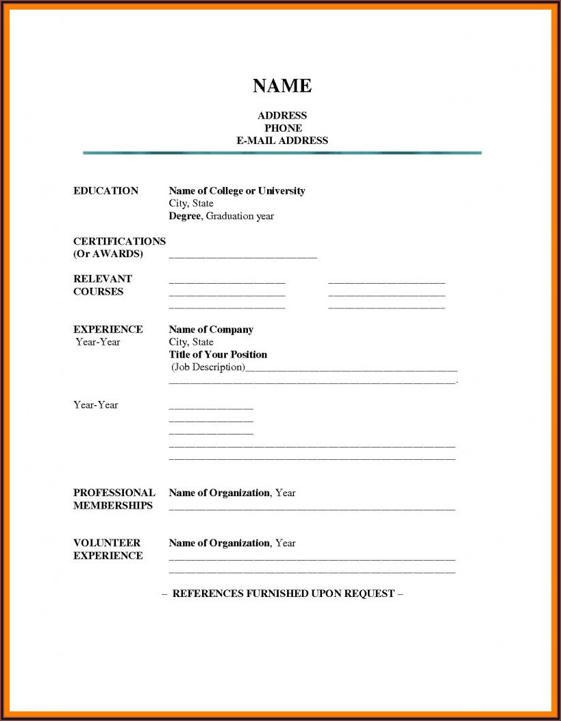 Free Fill In Resume Templates