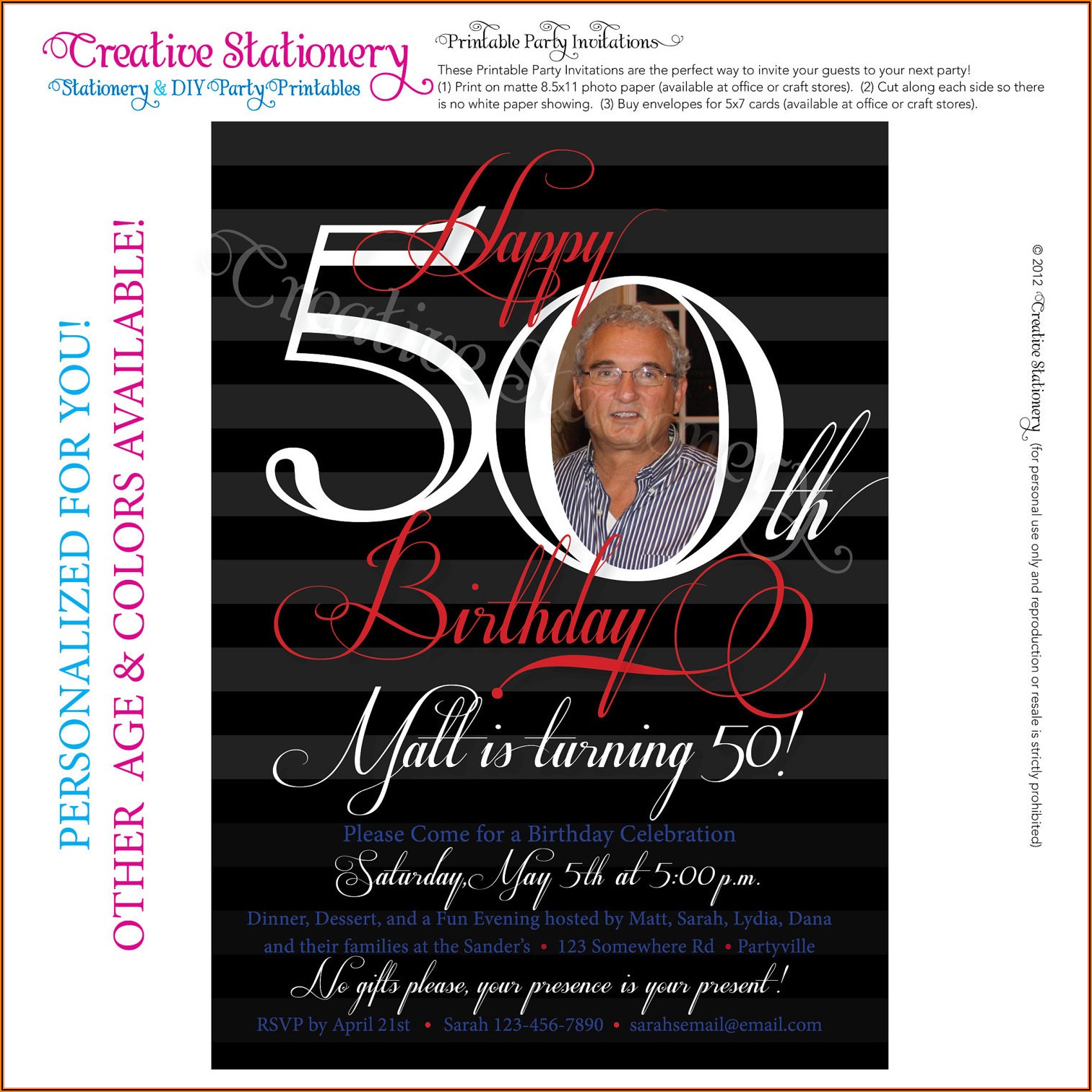 Free Online 50th Birthday Invitation Templates