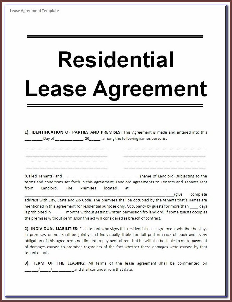 Free Sample Rental Agreement Template Word