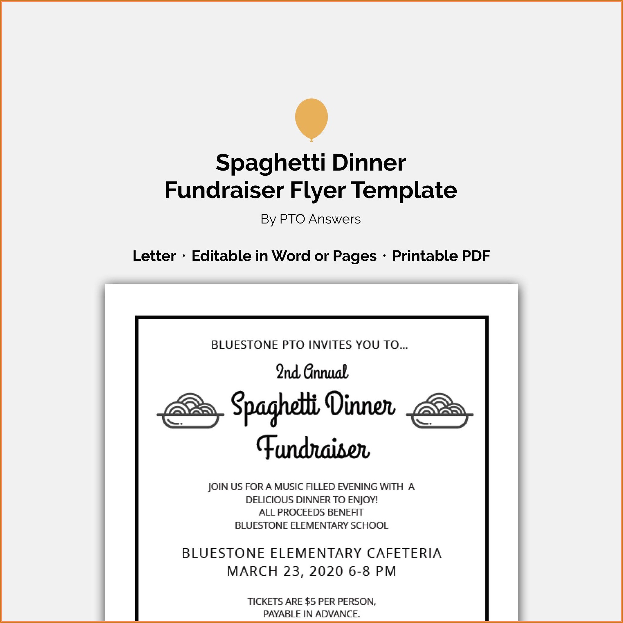 Free Spaghetti Dinner Ticket Template