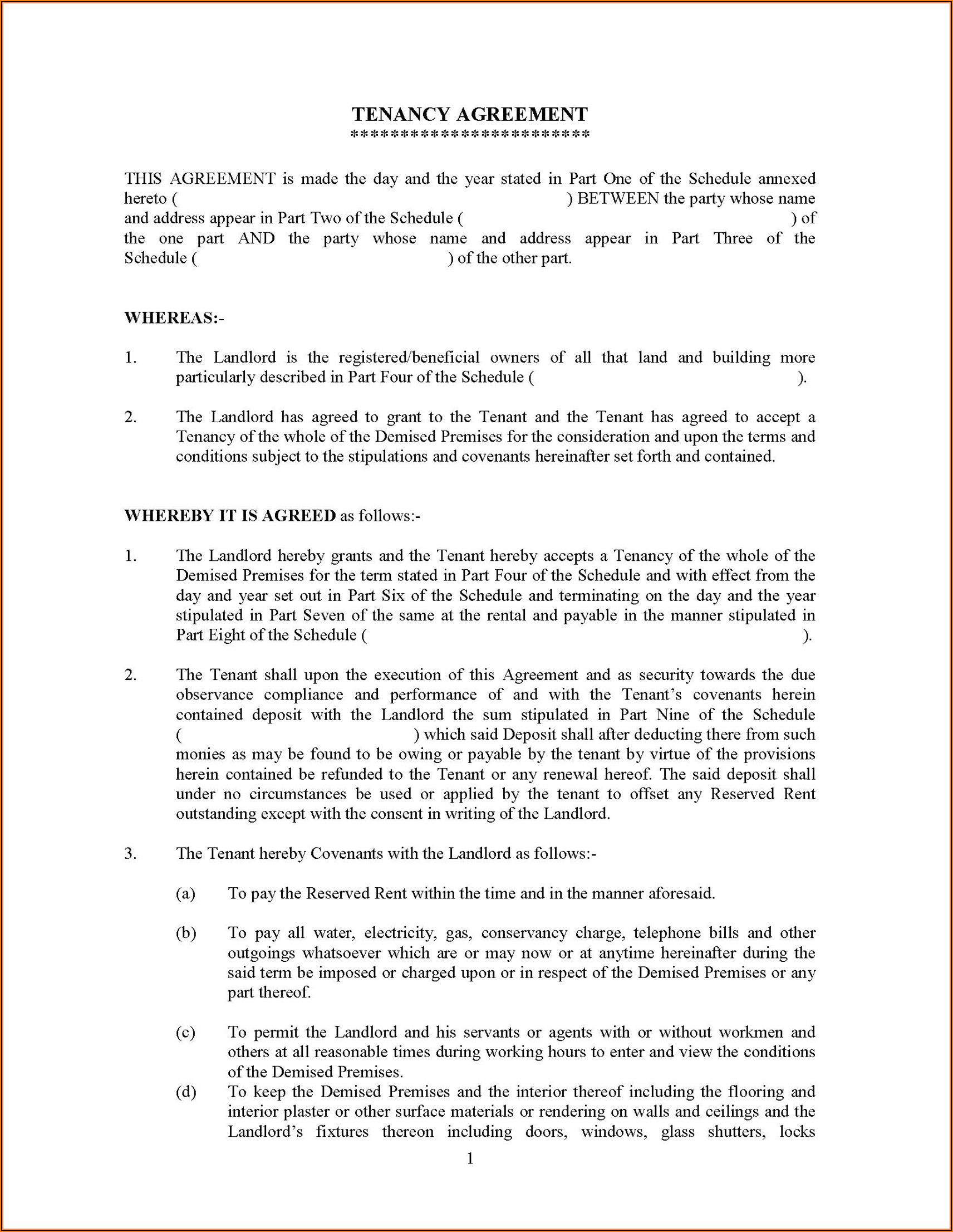 House Rental Agreement Template Malaysia