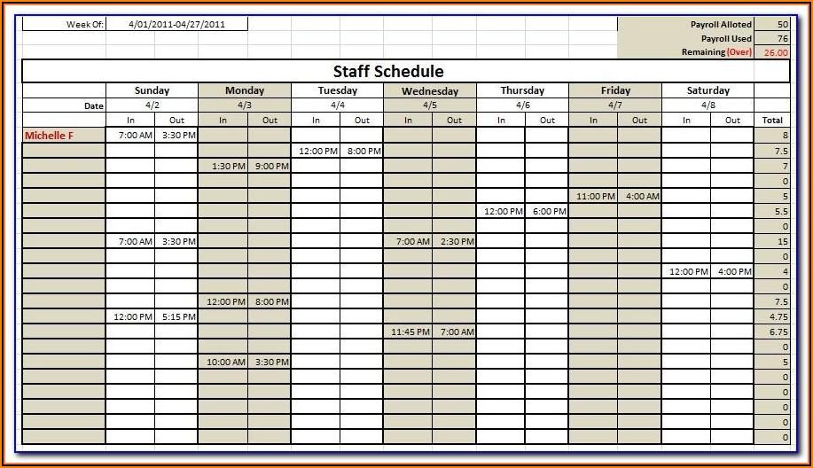 Labor Scheduling Template