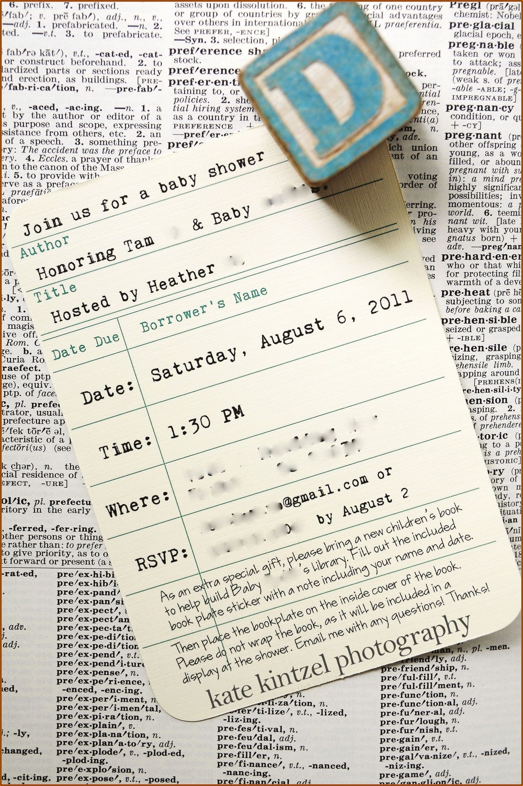 Library Card Baby Shower Invitation Template